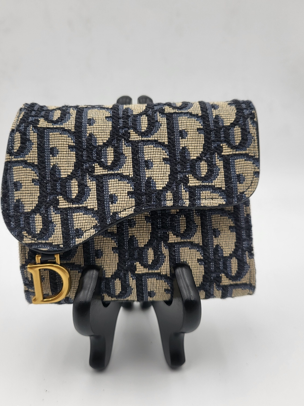 CHRISTIAN DIOR Oblique Saddle Lotus Wallet Blue..